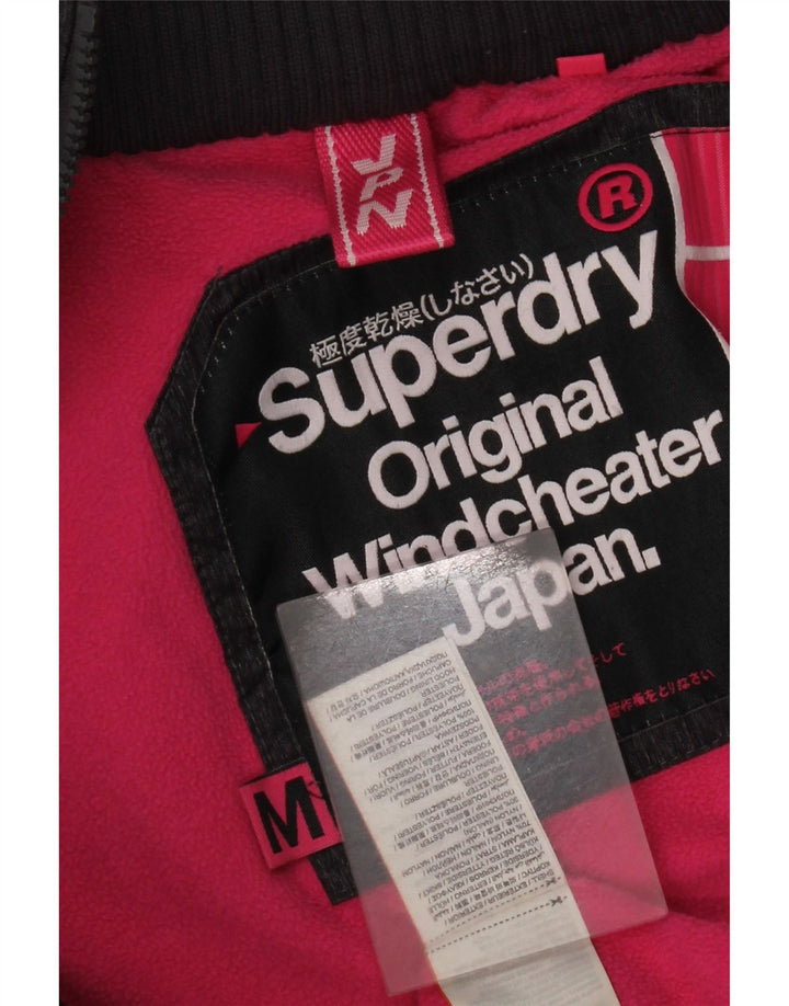 Superdry Damen Windcheater Kapuzen-Windjacke UK 14 Medium Schwarz