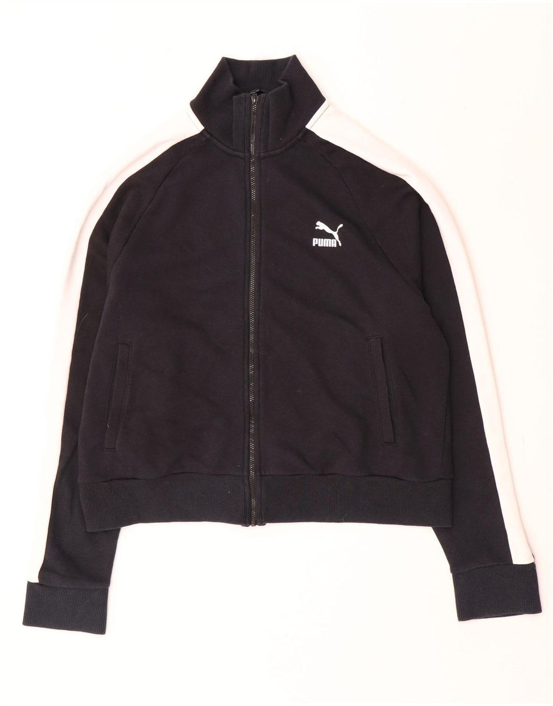 Puma Damen Crop Trainingsanzug Top Jacke UK 16 Large Schwarz Colourblock