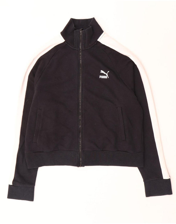 Puma Damen Crop Trainingsanzug Top Jacke UK 16 Large Schwarz Colourblock