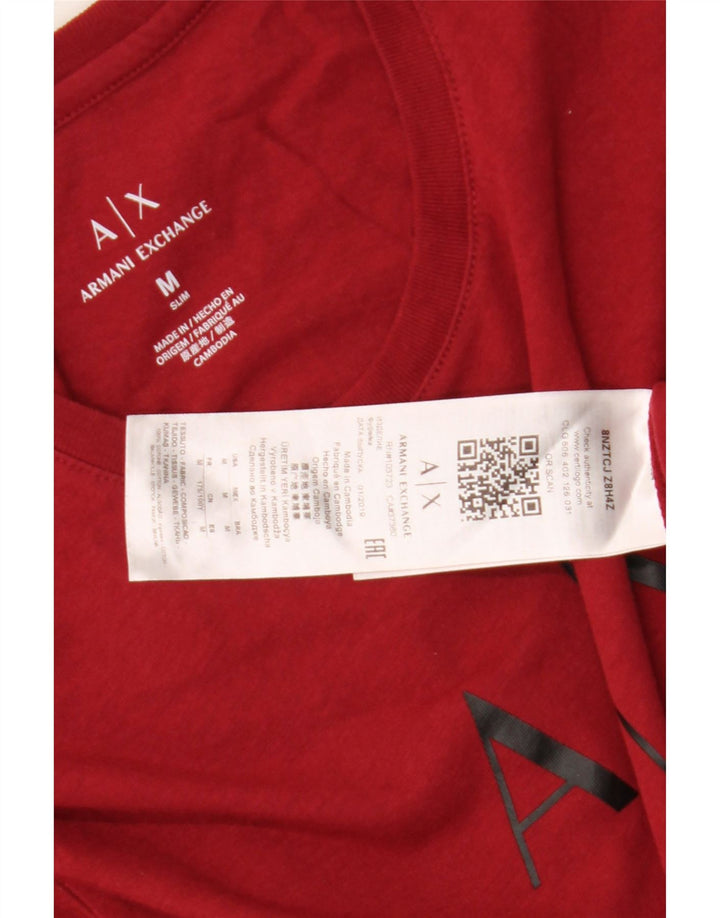 Armani Exchange Herren Grafik-T-Shirt-Oberteil aus mittelroter Baumwolle