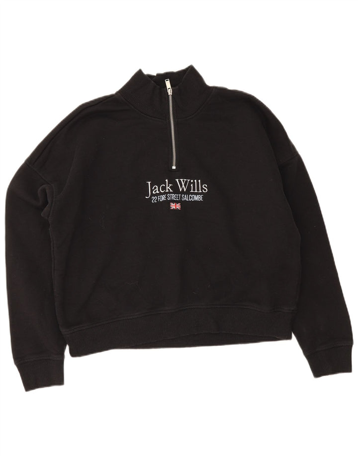Jack Wills Damen-Sweatshirt in Übergröße mit Grafik, Gr. 12, mittelschwarz