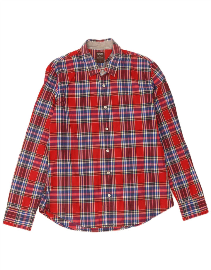 Tommy Hilfiger Herrenhemd XL, rot karierte Baumwolle