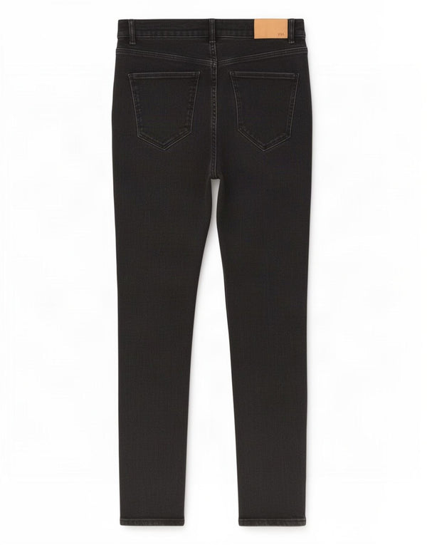 Zara Damen-Jeans mit hoher Taille, Röhrenjeans, EU 42, Größe L, W32, L30, schwarze Baumwolle