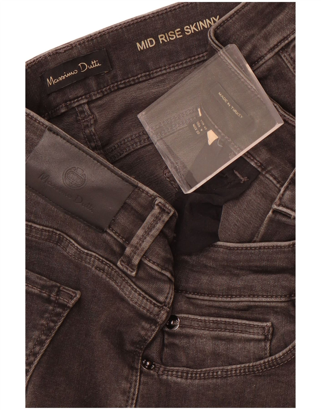 Massimo Dutti Damen Mid Rise Skinny Jeans EU 40 Medium W30 L30 Grau