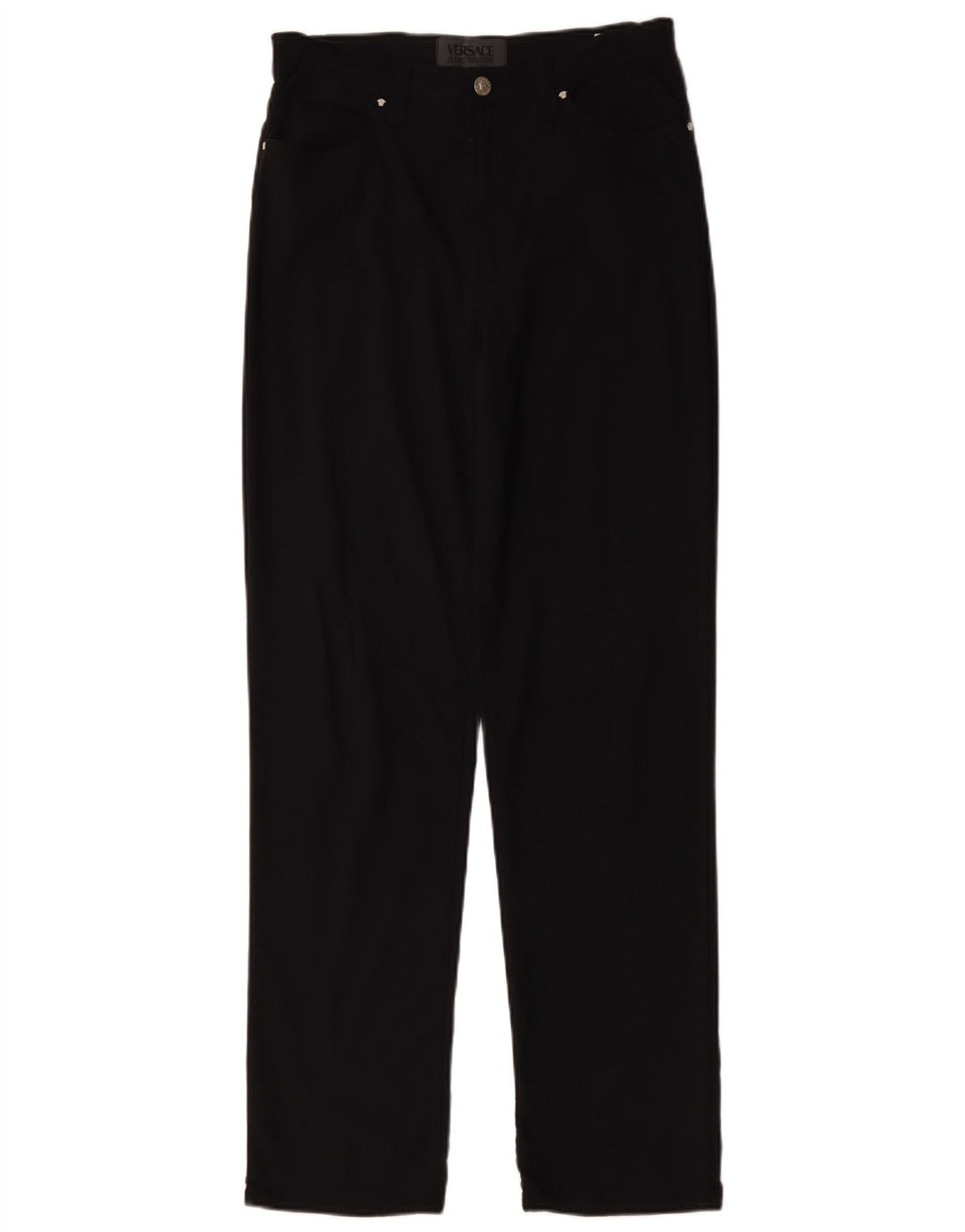 Versace Damen Gerade Freizeithose W32 L31 Schwarz Polyamid