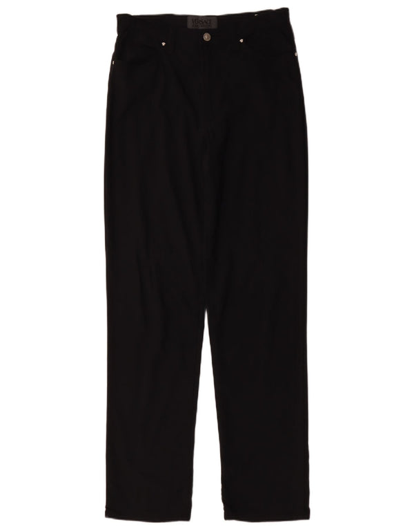 Versace Damen Gerade Freizeithose W32 L31 Schwarz Polyamid