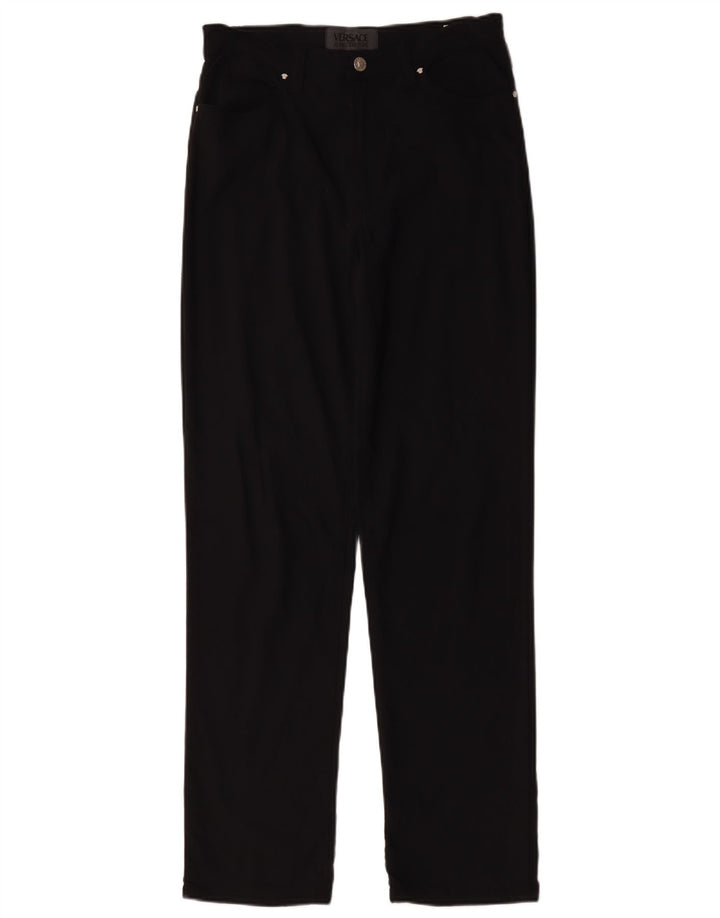 Versace Damen Gerade Freizeithose W32 L31 Schwarz Polyamid