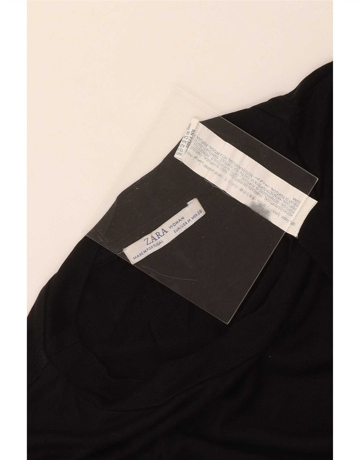 Zara Damen Übergroßes Top Langarm UK 14 Medium Schwarz Lyocell