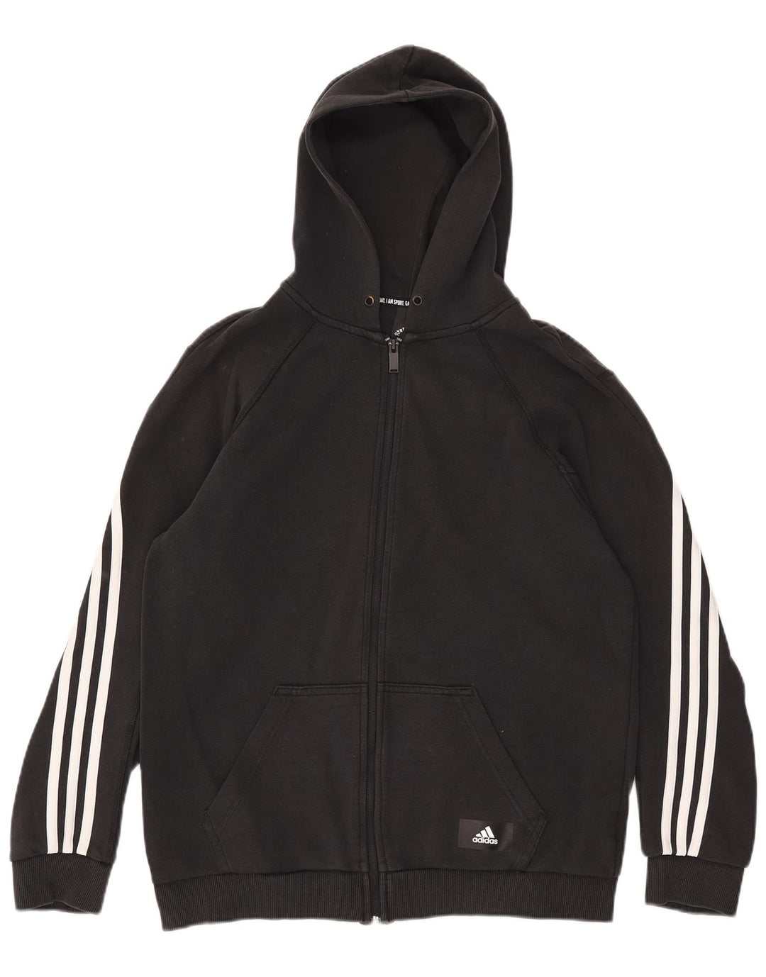 Adidas Herren-Kapuzenpullover mit Reißverschluss, mittelschwarz, Baumwolle
