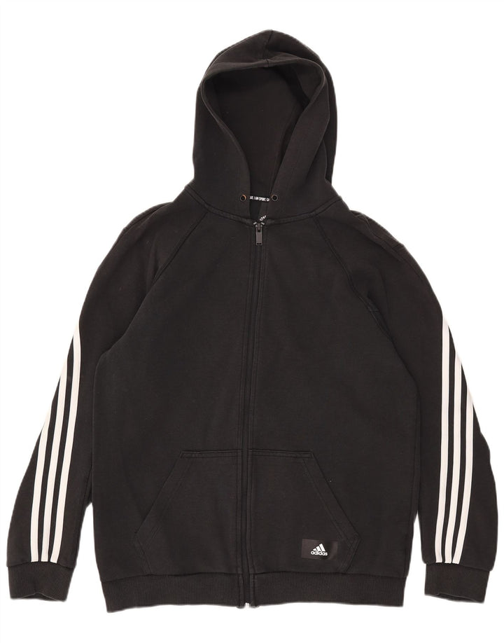 Adidas Herren-Kapuzenpullover mit Reißverschluss, mittelschwarz, Baumwolle