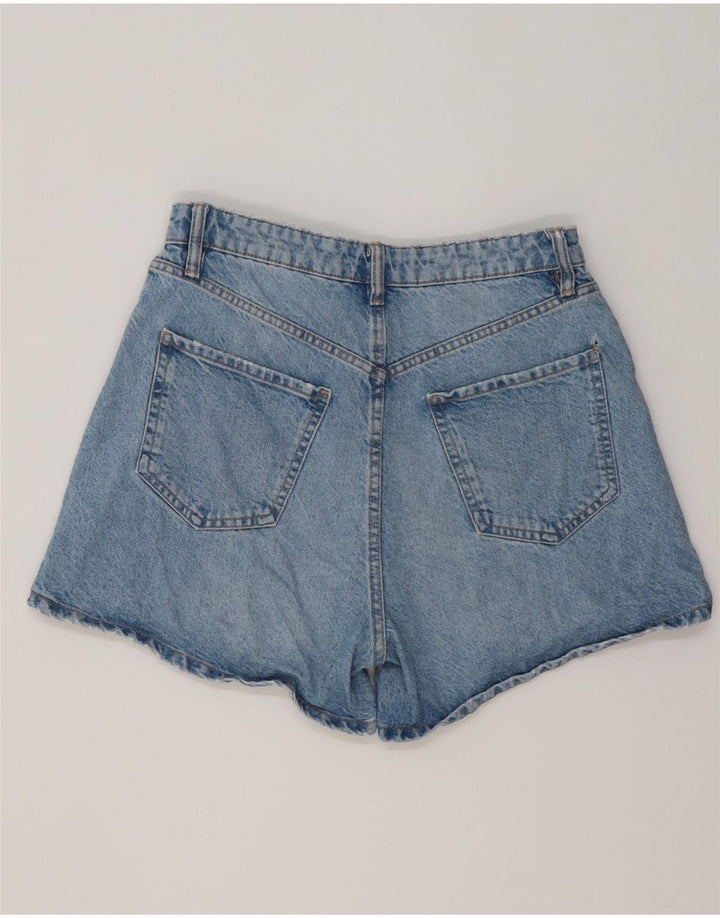 ZARA Damen Distressed Denim Shorts EU 40 Medium W30 Blaue Baumwolle