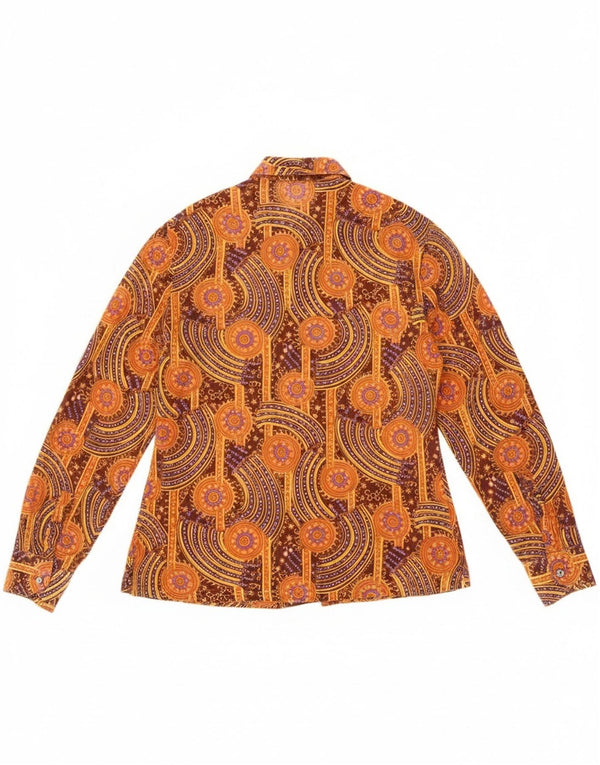 Vintage Damen Durchsichtiges Hemd IT 44 Mittelbraune geometrische Baumwolle