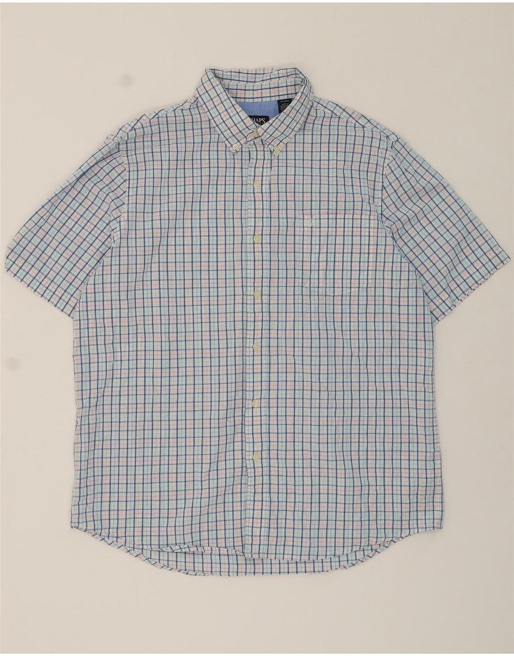 CHAPS Mens Short Sleeve Shirt XL Blue Check Cotton Vintage Chaps and Second-Hand Chaps from Messina Hembry 