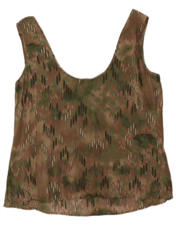 BENETTON Womens Abstract Pattern Sleeveless Blouse Top UK 16 Large Green