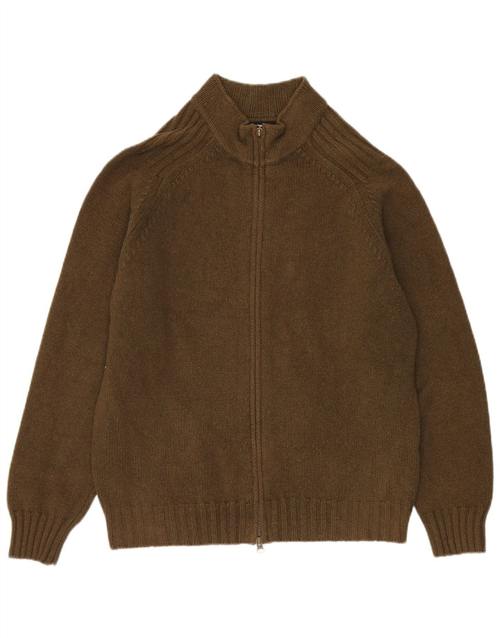 MASSIMO DUTTI Herren-Cardigan-Pullover aus mittlerer Khaki-Wolle