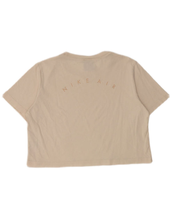Nike Damen Crop Graphic T-Shirt Top UK 14 Mittelbeige Baumwolle