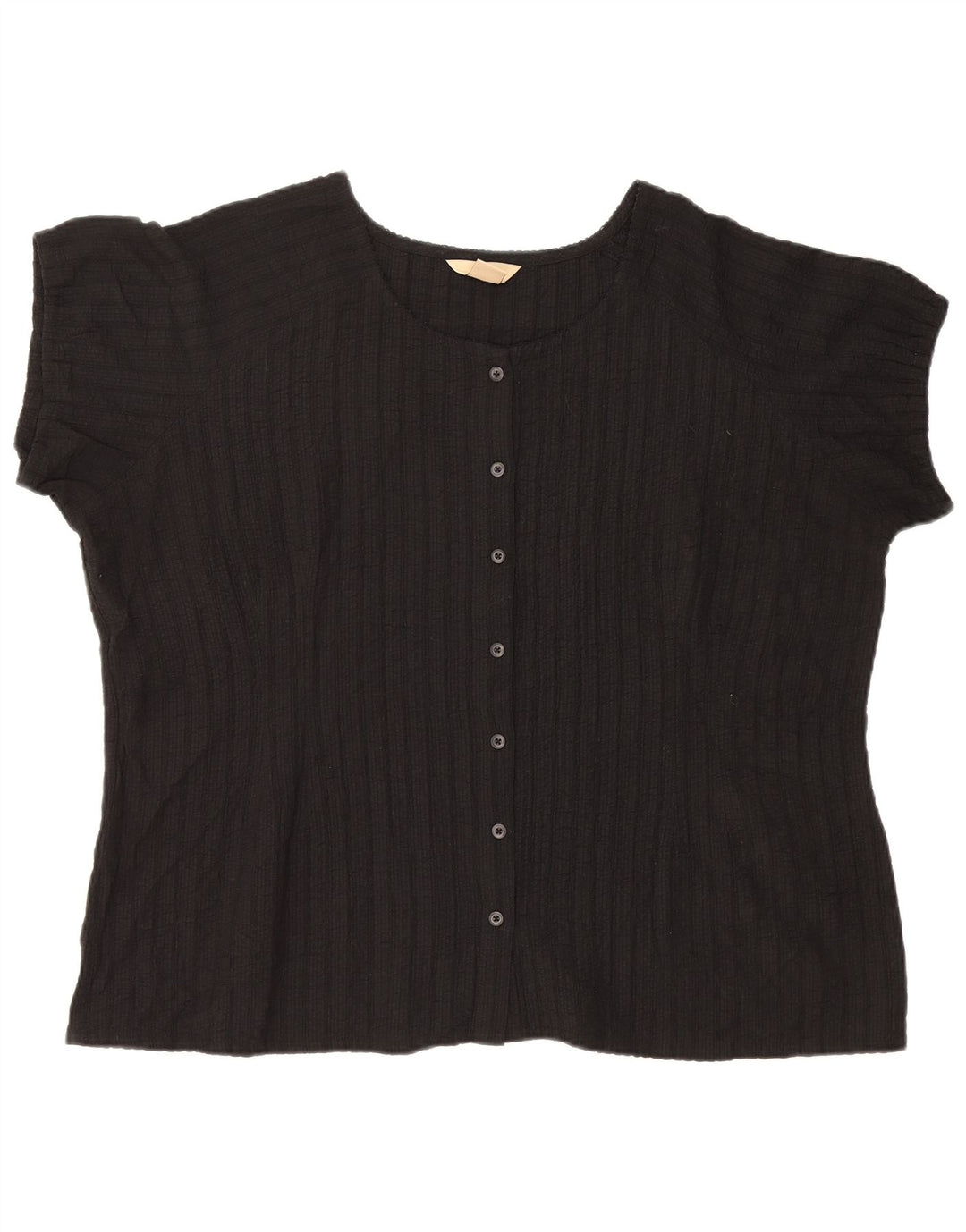 WOOLRICH Womens Short Sleeve Blouse Top UK 20 2XL Black Polyester