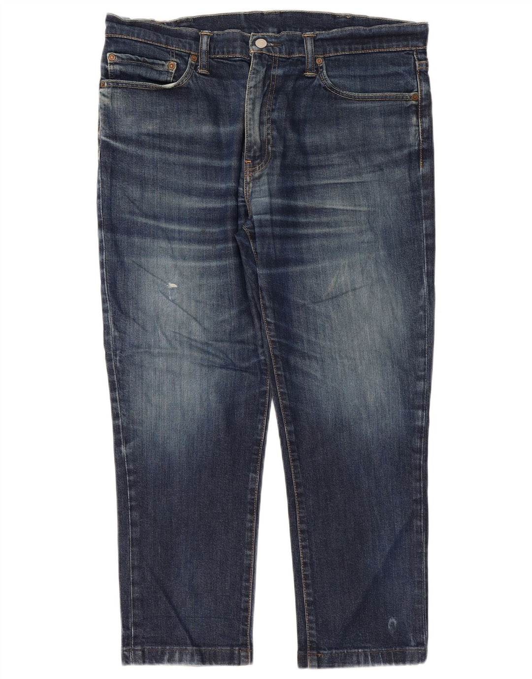 LEVI'S Damen Distressed Straight Jeans W38 L27 Marineblaue Baumwolle