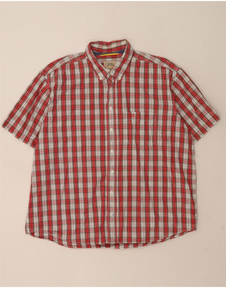 Camel Active Herren-Kurzarmhemd 2XL, rot kariert, Baumwolle
