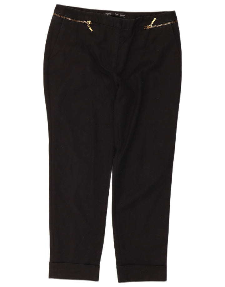 Zara Damen-Hose, kurz geschnitten, EU 40, mittelgroß, W30, L24, schwarze Baumwolle