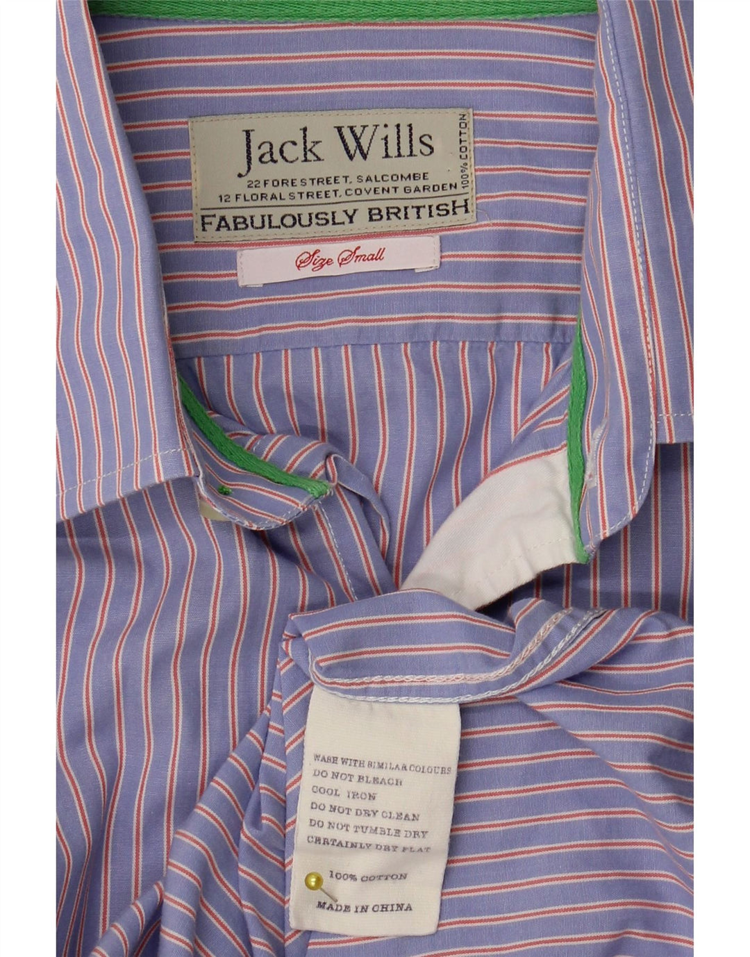 Jack Wills Formales Herrenhemd aus Baumwolle, klein, blau gestreift