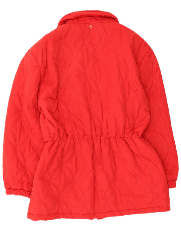 Vintage Damen Stepp-Windbreaker-Mantel UK 14 Mittelrote Viskose