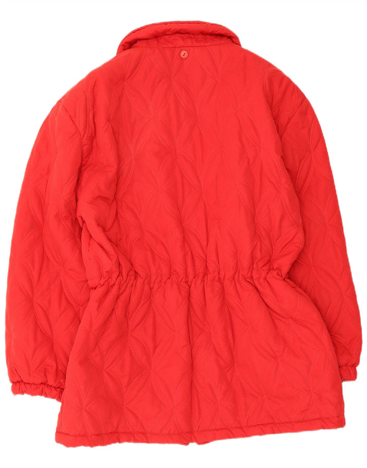 Vintage Damen Stepp-Windbreaker-Mantel UK 14 Mittelrote Viskose