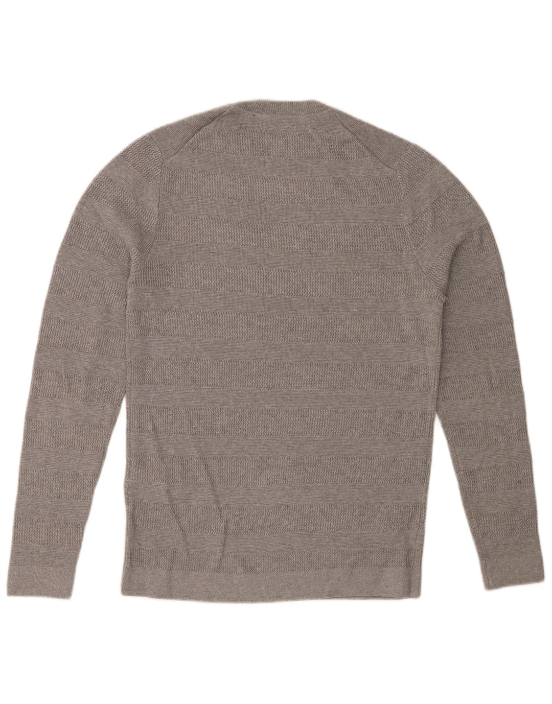 SUPERDRY Herren-Pullover mit Rundhalsausschnitt, klein, grau gestreift, Baumwolle