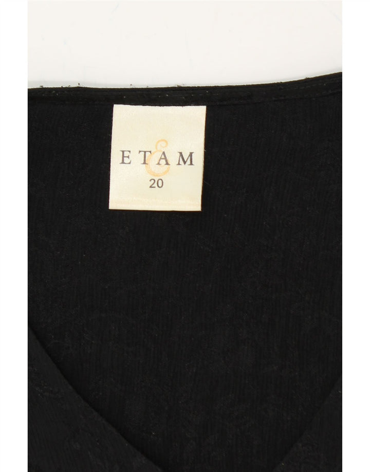 ETAM Womens Oversized Shirt Blouse UK 20 2XL Black Floral Polyester Vintage Etam and Second-Hand Etam from Messina Hembry 