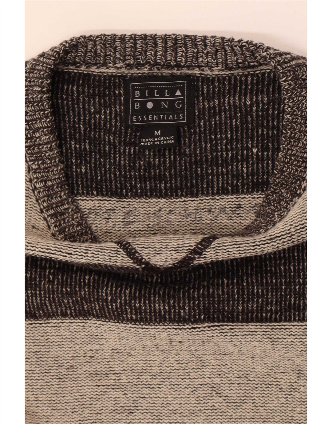 Billabong Herren-Pullover mit U-Boot-Ausschnitt, Mittelgrau gestreift, Acryl