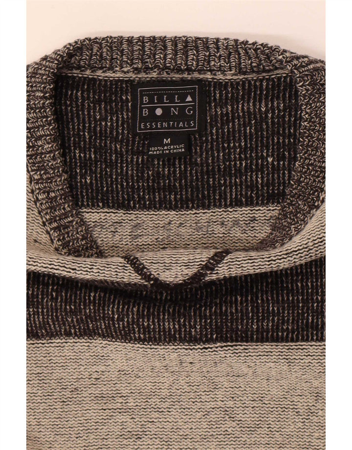 Billabong Herren-Pullover mit U-Boot-Ausschnitt, Mittelgrau gestreift, Acryl