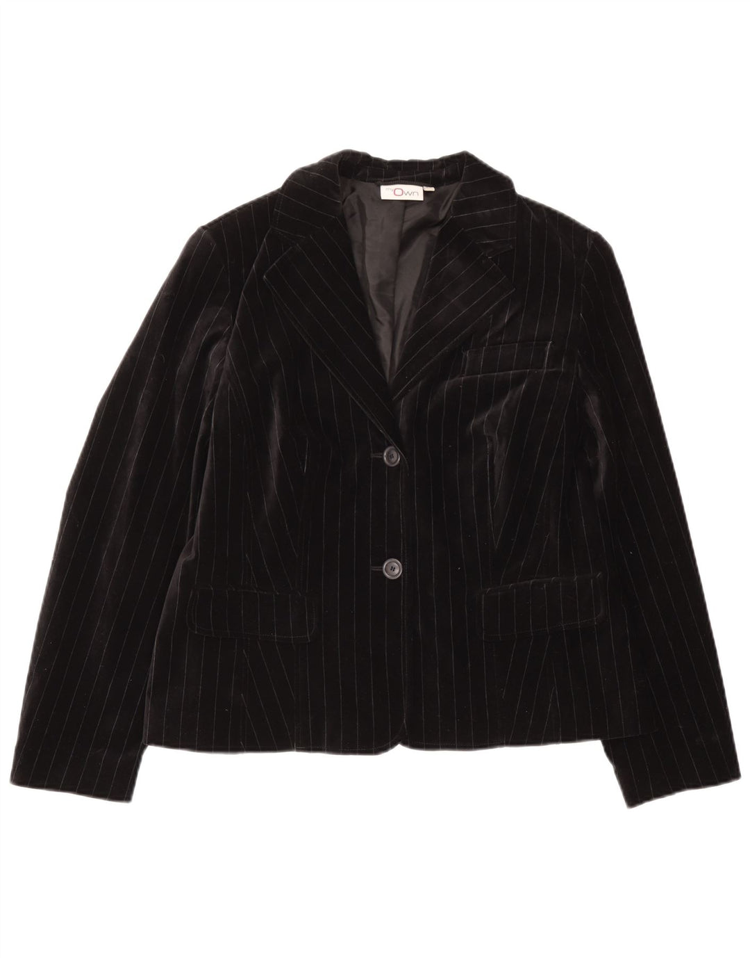 My Own Damen-Blazer aus Samt mit 2 Knöpfen, IT 44, mittelschwarz, Nadelstreifen