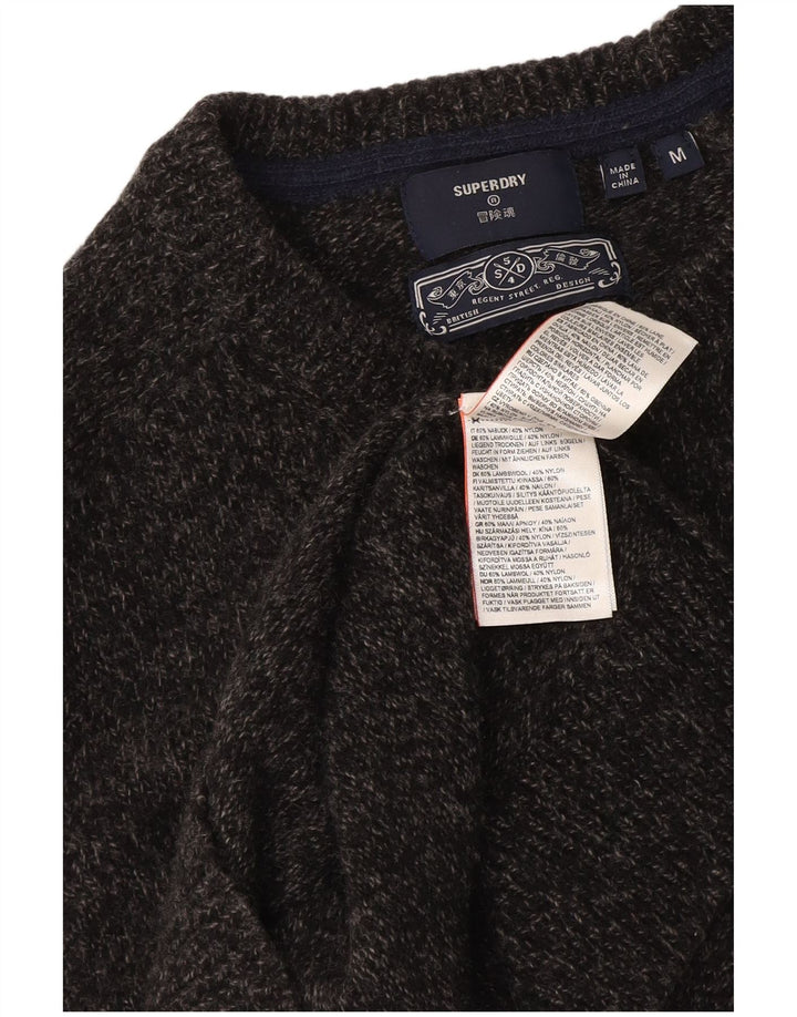 Superdry Herren-Pullover mit Rundhalsausschnitt, mittelgrau gesprenkelte Wolle