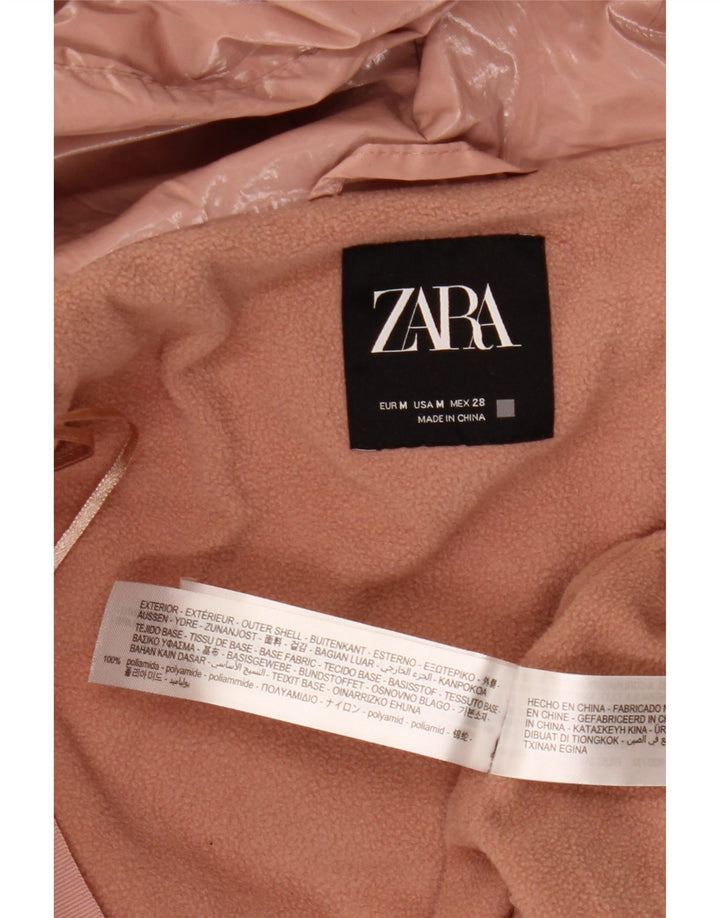 Zara Damen Übergroße wattierte Kapuzenjacke UK 14 Mittelrosa Polyamid