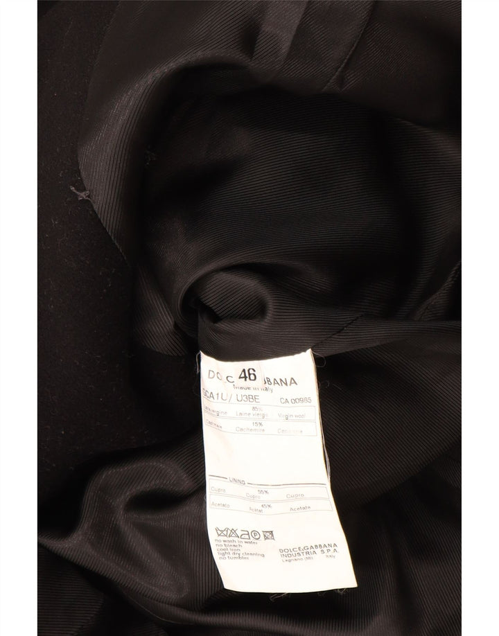Dolce & Gabbana Damen Zweireihiger Mantel IT 46 Große schwarze Schurwolle