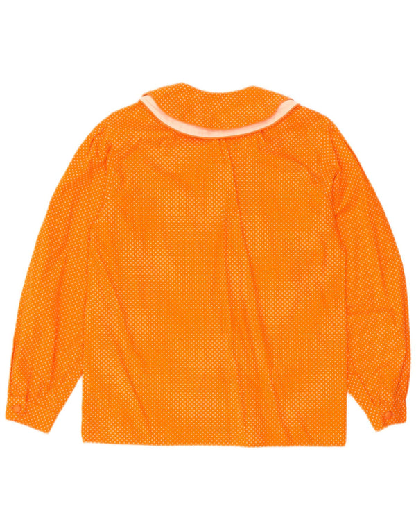 Benetton Damenhemd UK 18 XL Orange gepunktete Baumwolle