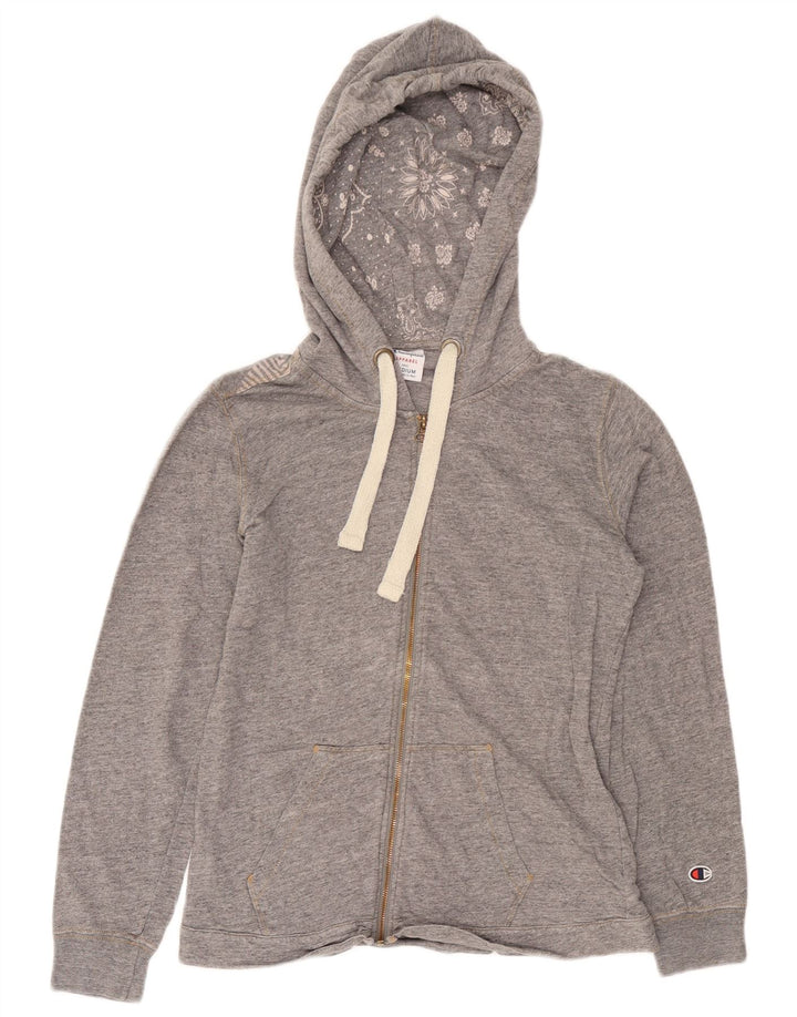 Champion Damen Zip Hoodie Pullover UK 14 Mittelgrau