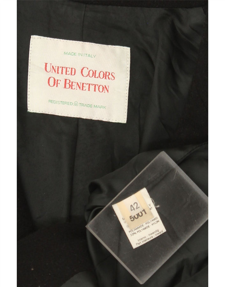 Benetton Damen-Blazerjacke mit 3 Knöpfen, IT 42, mittelschwarze Wolle