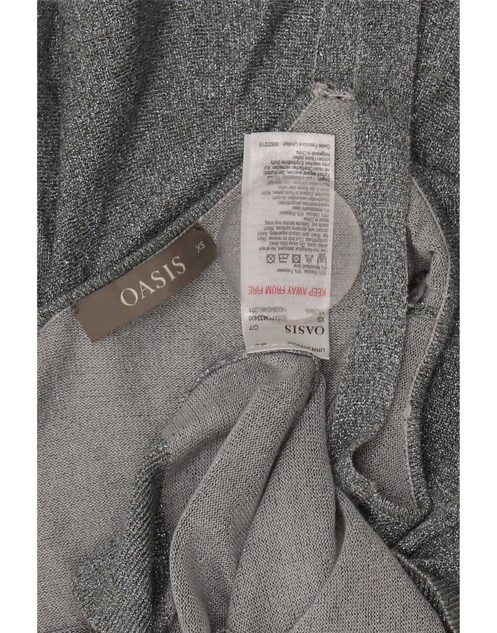 Oasis Damen Crop Cami Top UK 6 XS Silber meliert Viskose