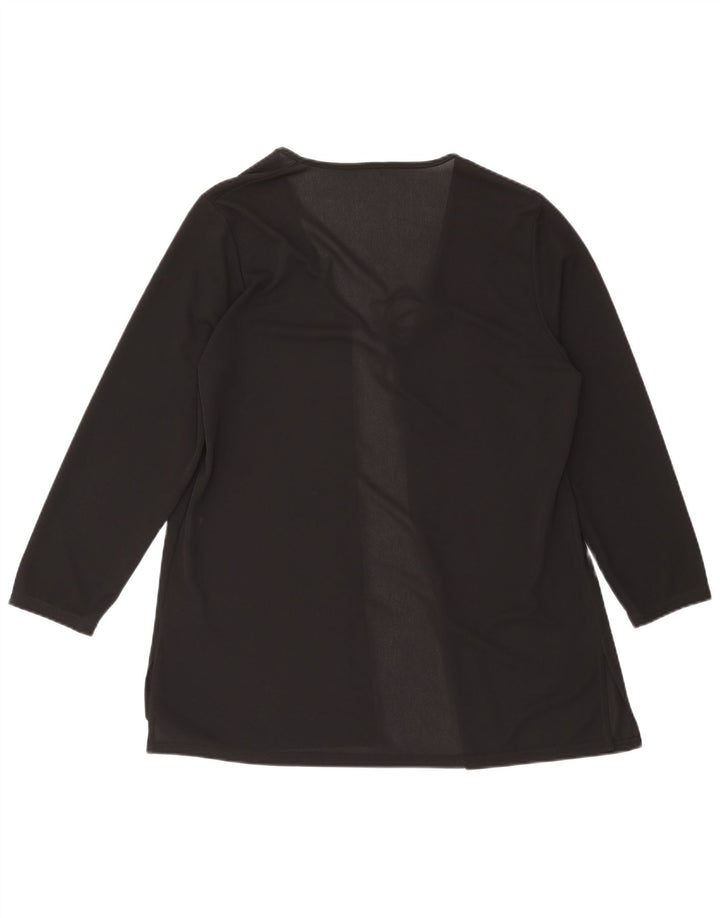 Vintage Damen Langarm-Cardigan-Oberteil UK 16 Großes schwarzes Polyester