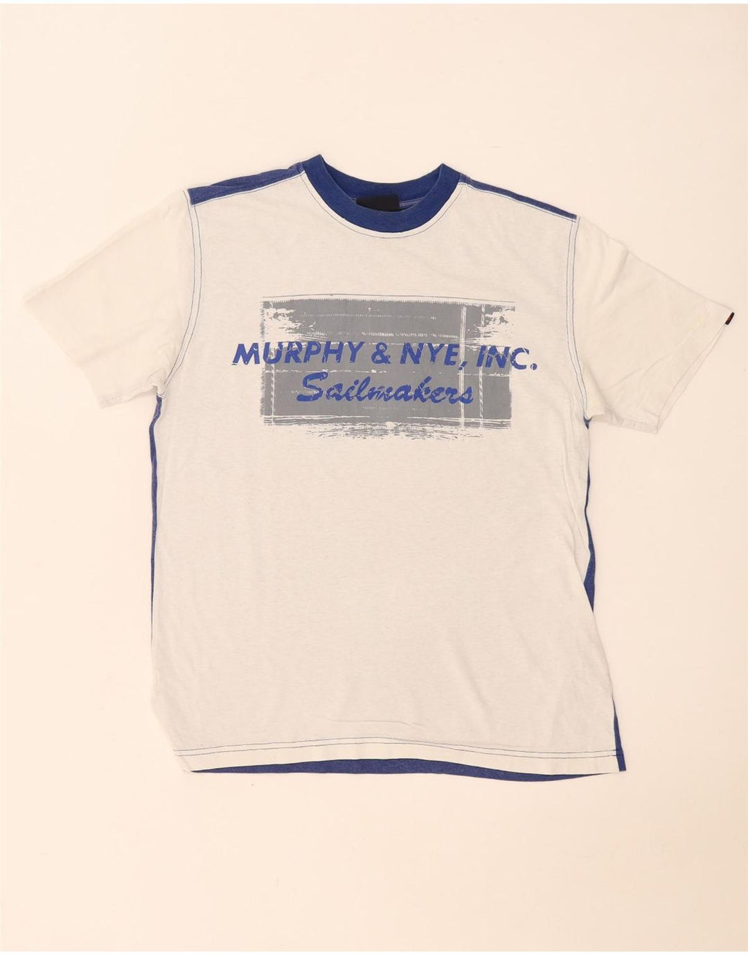 Murphy & Nye Herren-T-Shirt mit Grafik, Größe S, weiße Blockfarben-Baumwolle