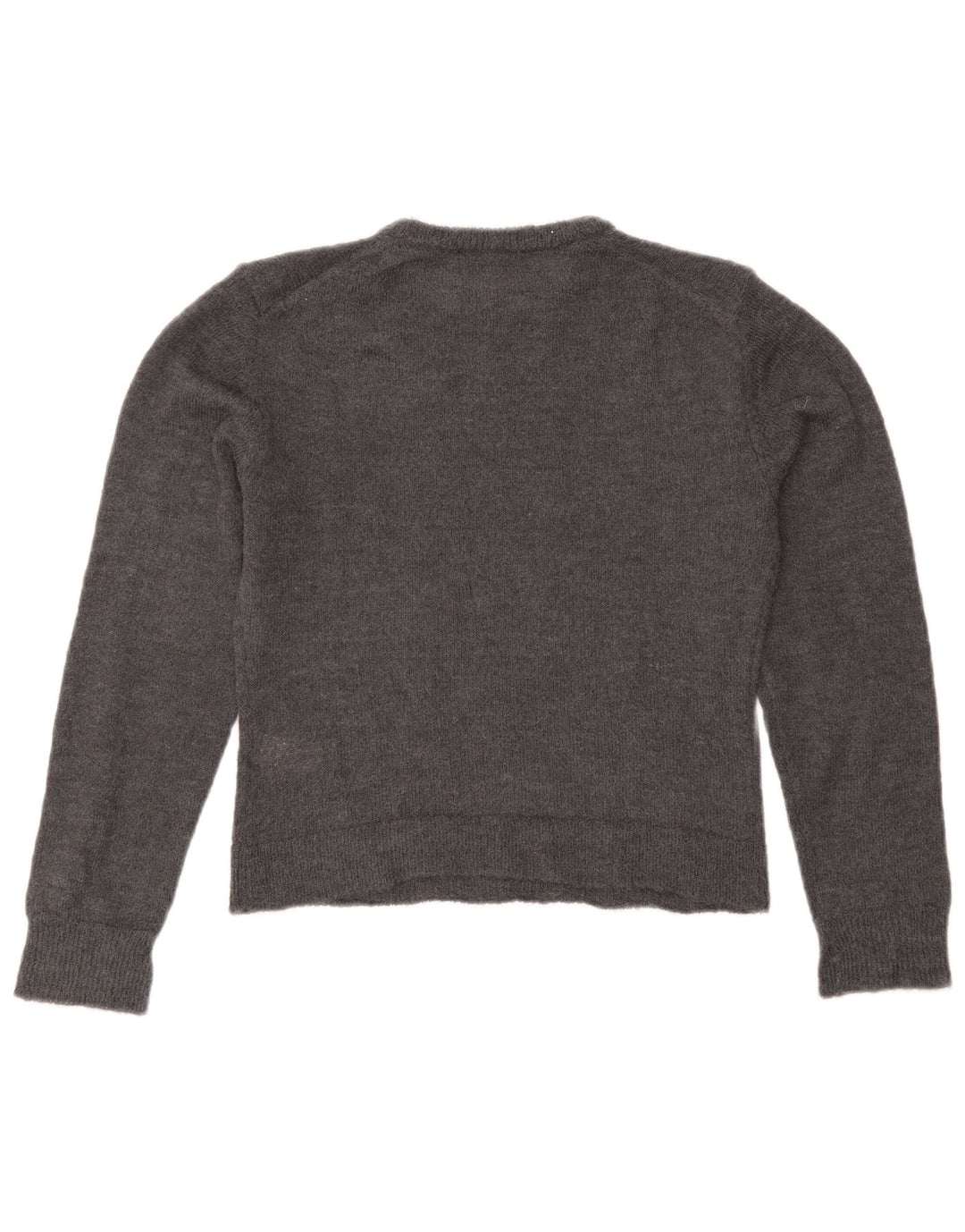 Zara Damen Crop Crew Neck Pullover Pullover UK 12 Mittelgraues Polyester