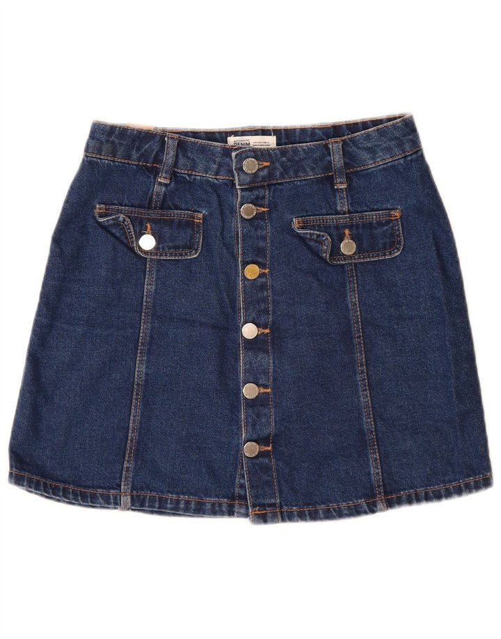 Zara Damen Mini-Jeansrock, Größe S, Größe 26, Blau, Baumwolle