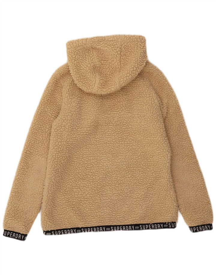 Superdry Damen Übergroßer Grafik-Fleecepullover UK 8 Small Beige