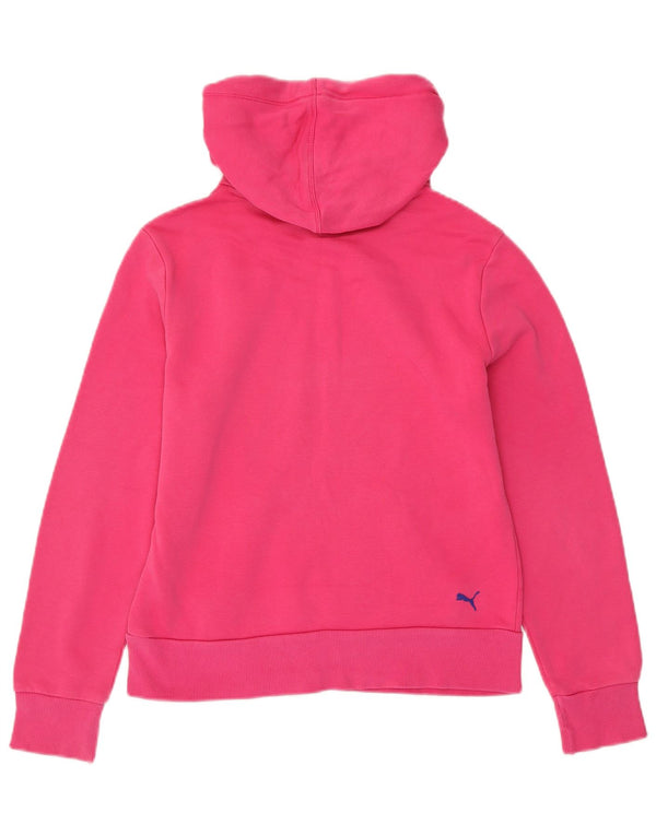 PUMA Damen Graphic Hoodie Pullover UK 12 Mittelrosa Baumwolle