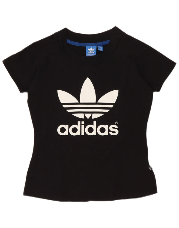 Adidas Damen Graphic T-Shirt Top UK 10 Small Schwarz