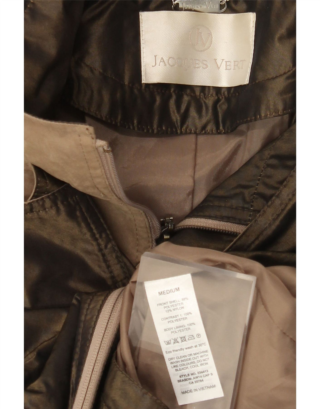 JACQUES VERT Damen Mantel UK 14 Medium Beige Polyester