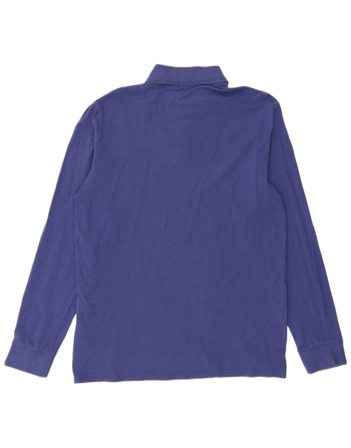 G-STAR Mens Long Sleeve Polo Shirt Large Blue Cotton