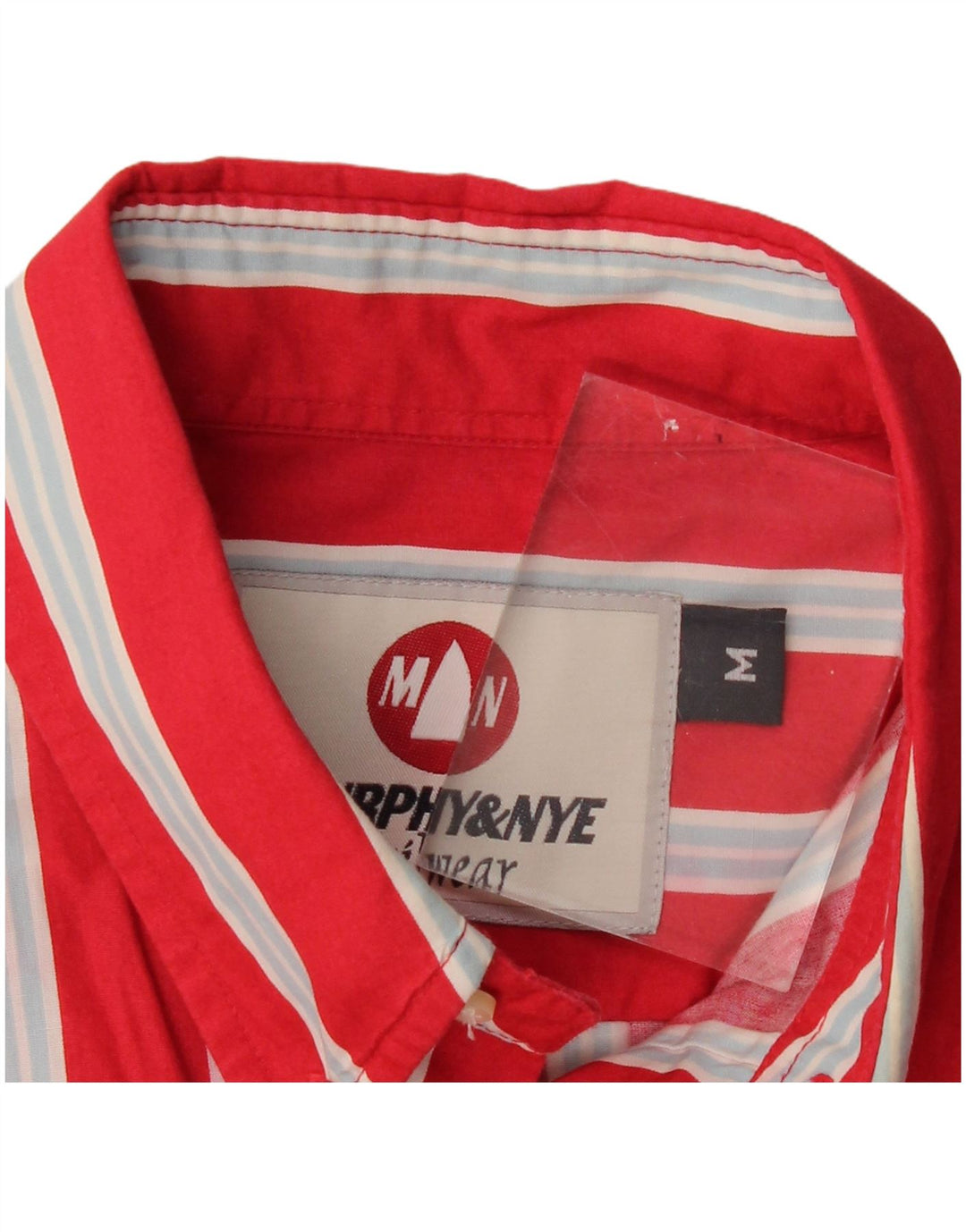 MURPHY & NYE Herren Kurzarmhemd Mittelrot gestreift