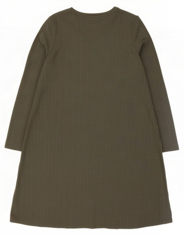 Marks & Spencer Damen Langarm-A-Linien-Kleid UK 20 2XL Grün Polyester